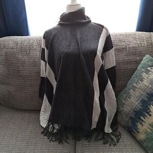 Black and White Turtleneck Sweater